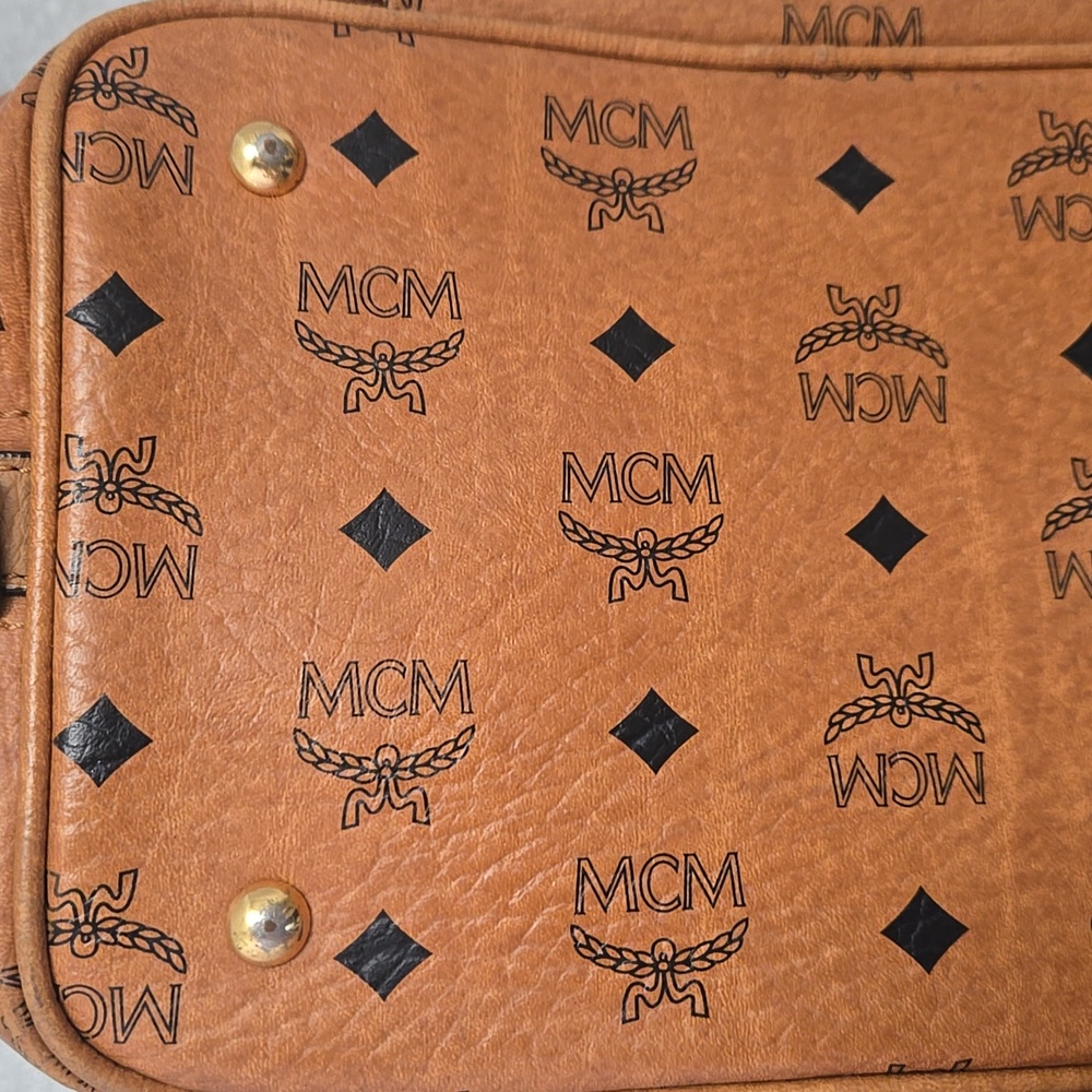 EUC MCM Tan Monogram Shoulder Bucket Bag - Picture 8 of 9